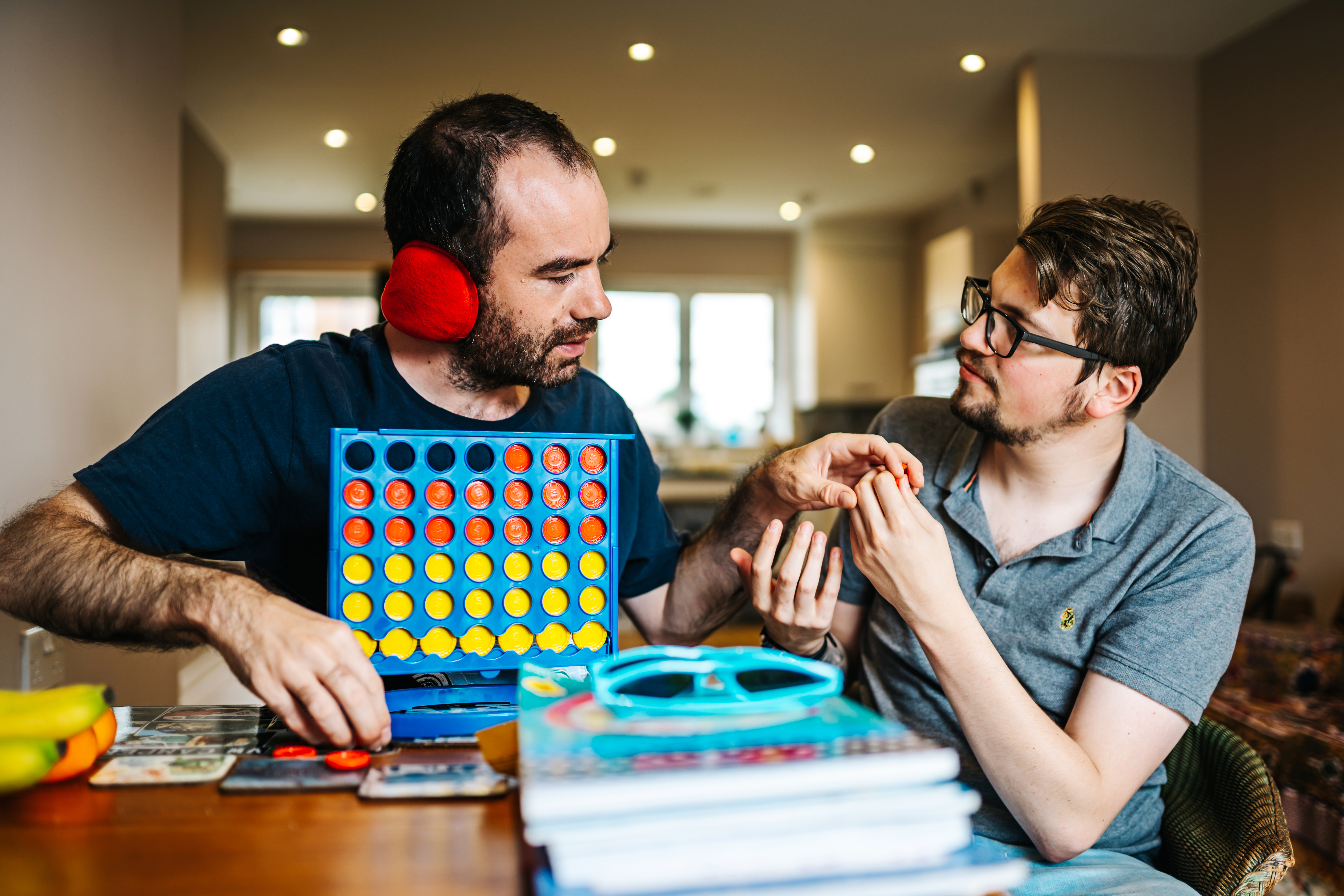 Two people playing connect four