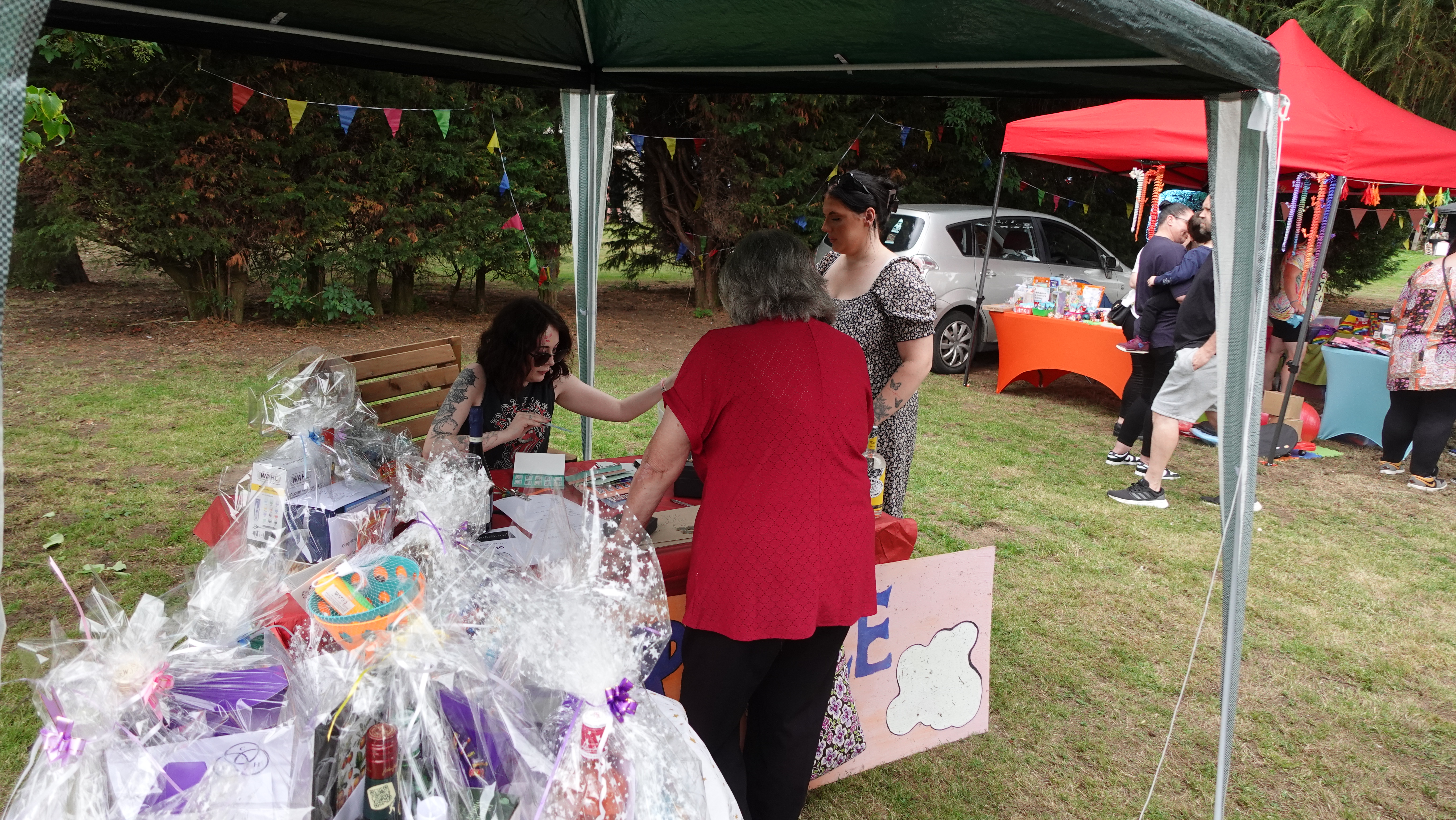 Some of the visitors getting involved with the raffle