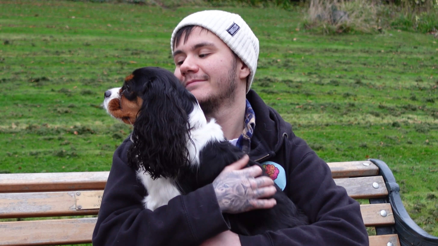 Riley with Lyra his dog