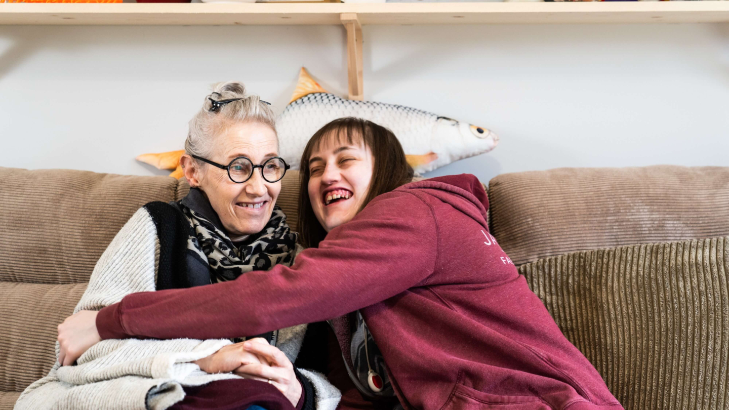 Beattie hugging mum