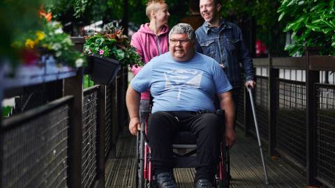 Wheelchair user in the park