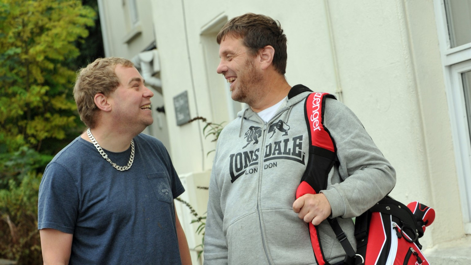 Men laughing