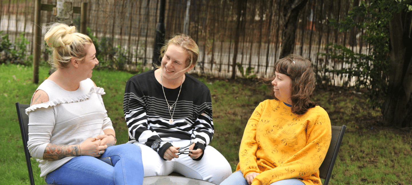 People talking in the garden