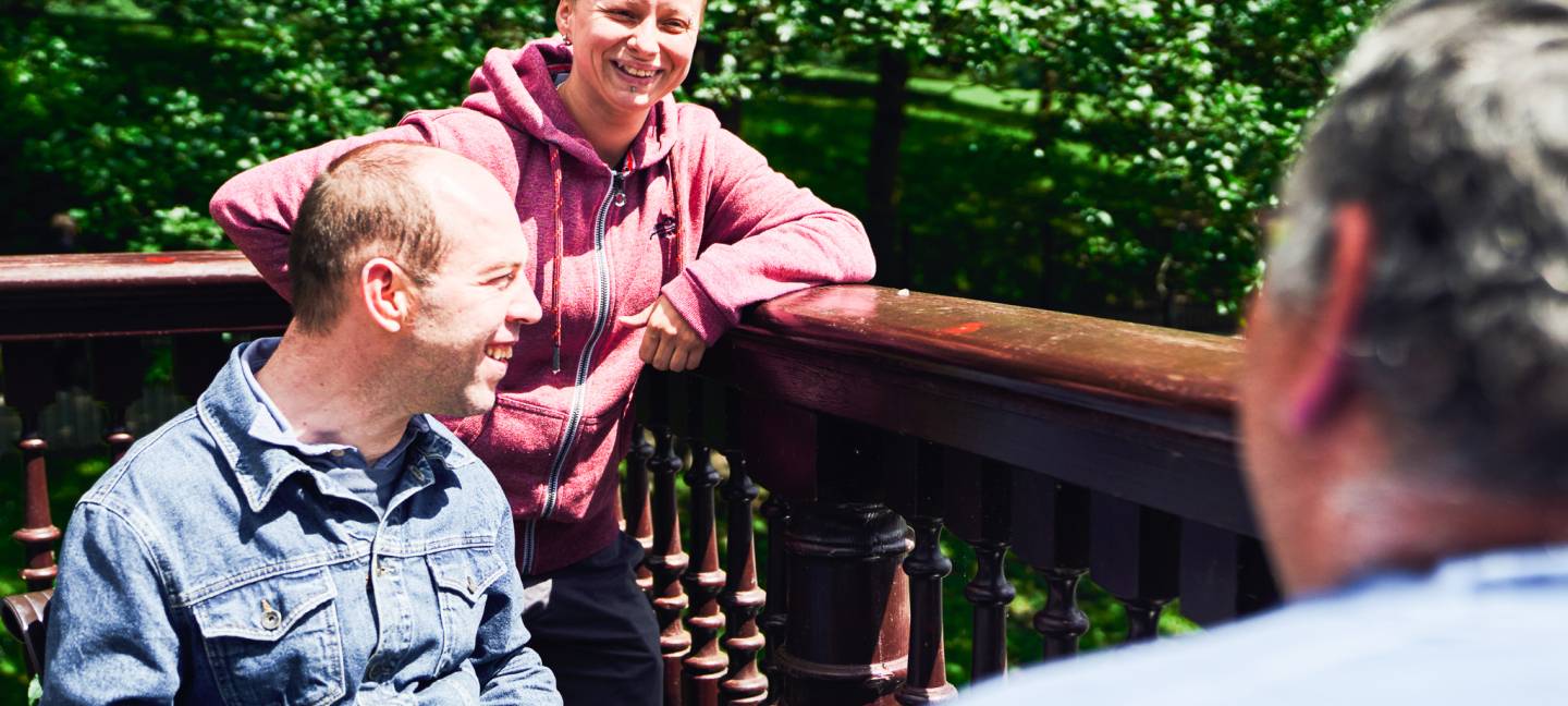 People laughing in the sun