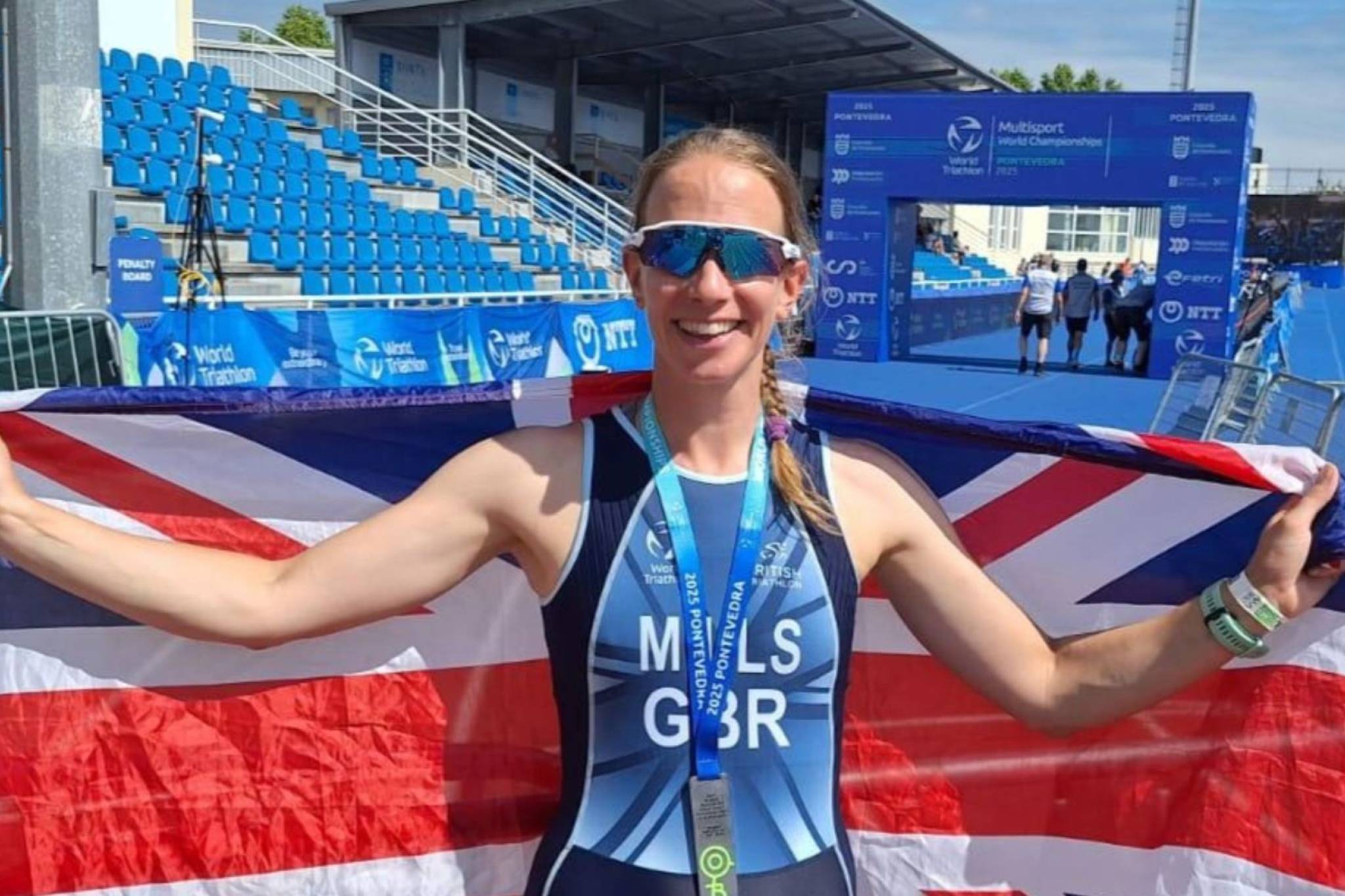 Lifeways' Sam Mills at the World Triathlon Multisport Championships in Spain