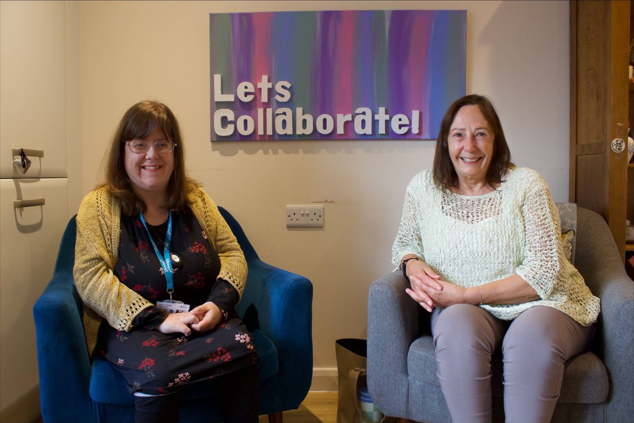 Jessie and Lynne on the set of Let's Collaborate